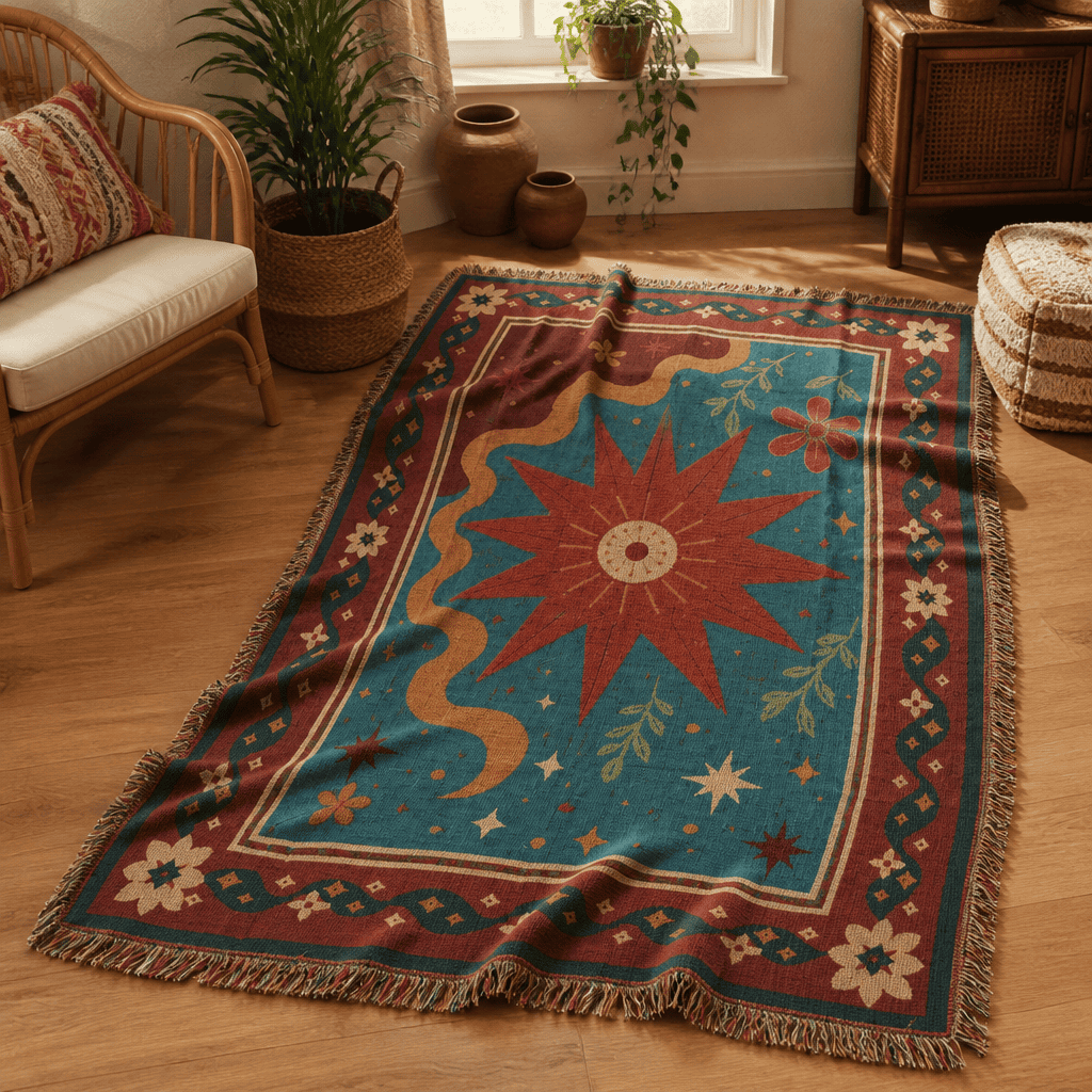 Solstice jacquard woven throw rug — woven texture close-up | Solara Covers