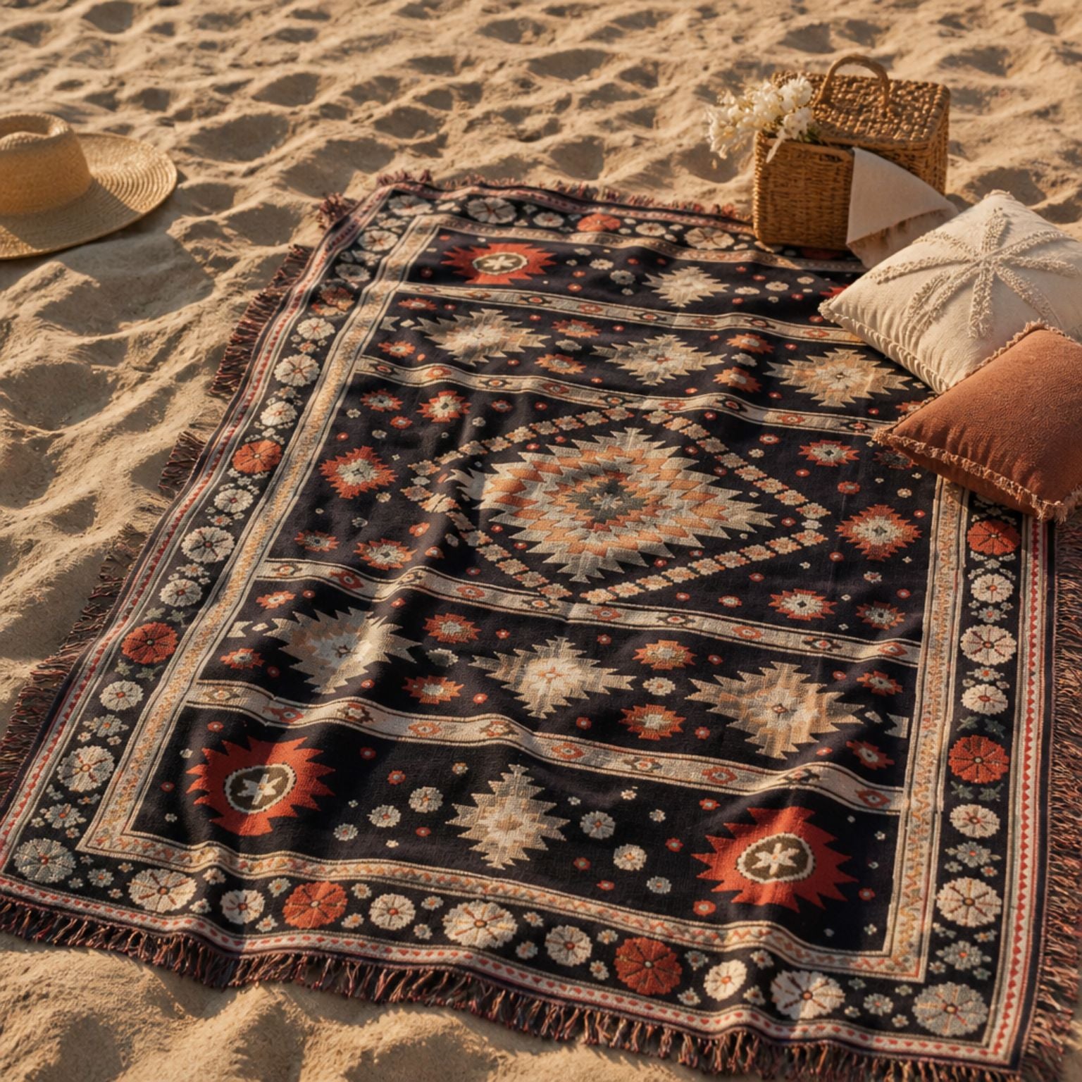 Zara jacquard woven throw rug — woven texture close-up | Solara Covers