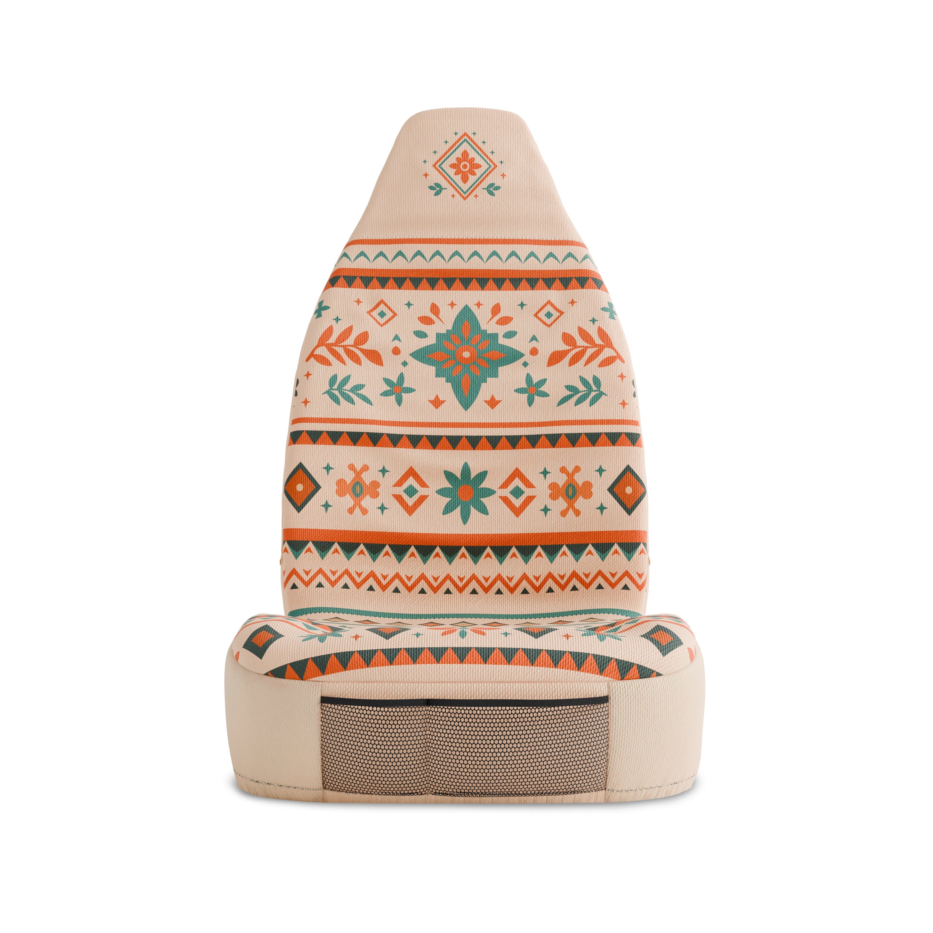 Solara Sierra Southwest Aztec universal seat cover - cream & red pattern detail