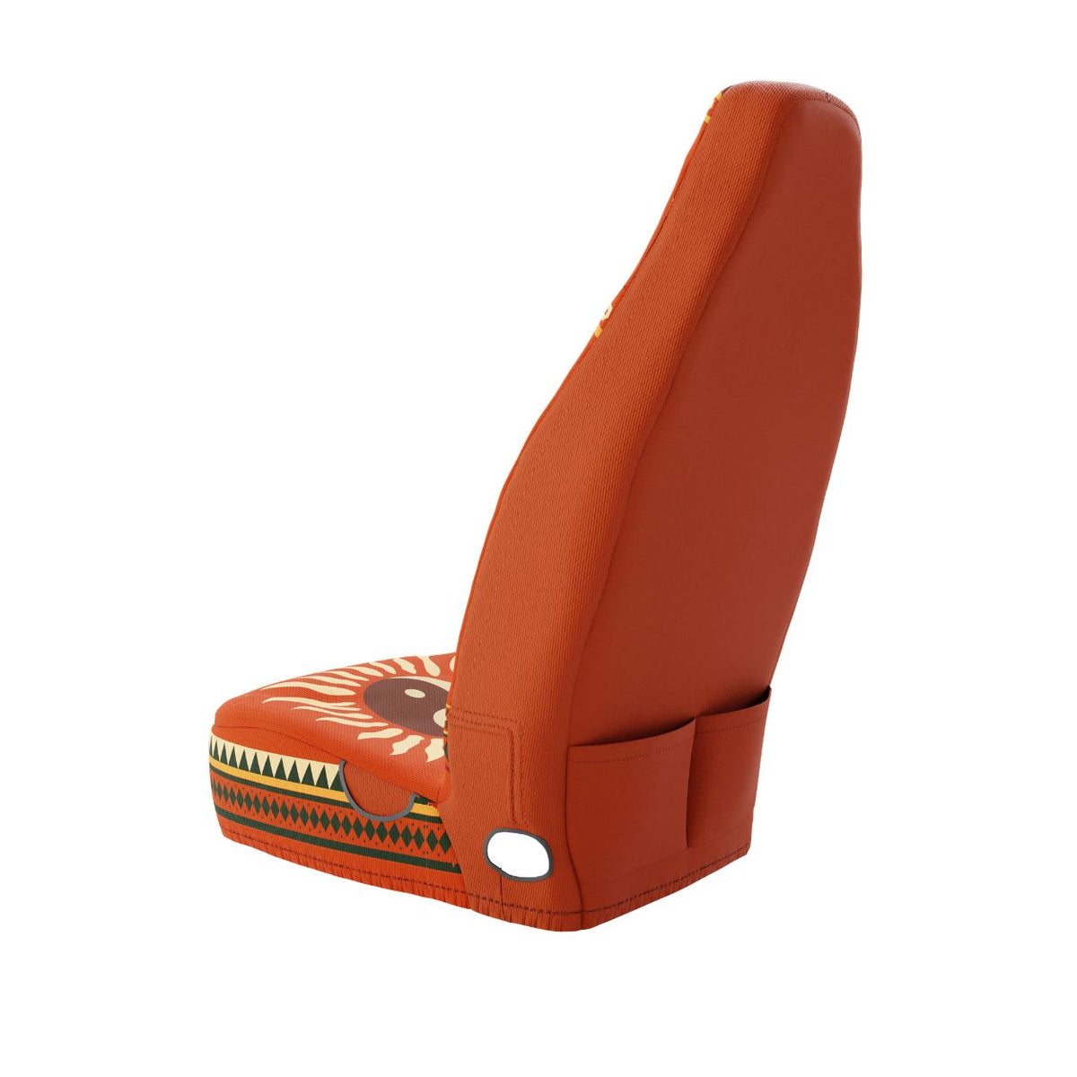 Solara Tao universal seat cover — cream yin-yang print, back view