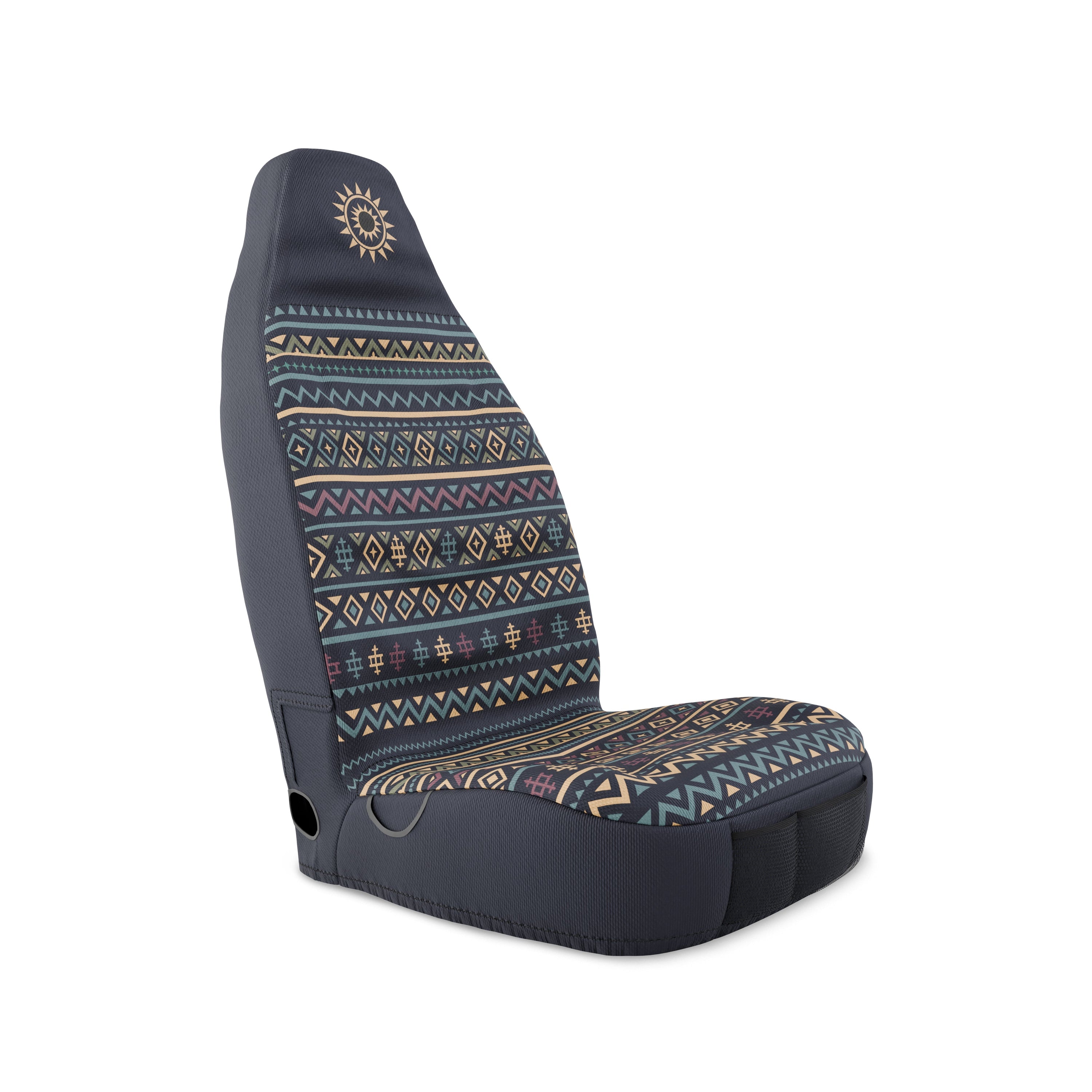 Solara Lima Aztec universal seat cover - navy & orange tribal print