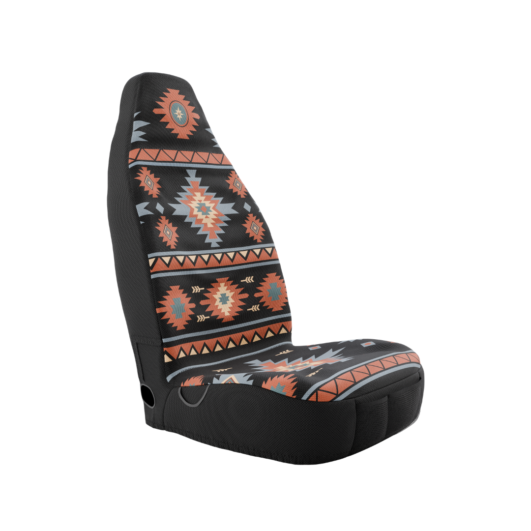 Solara Zara Aztec universal seat cover - black & orange tribal print