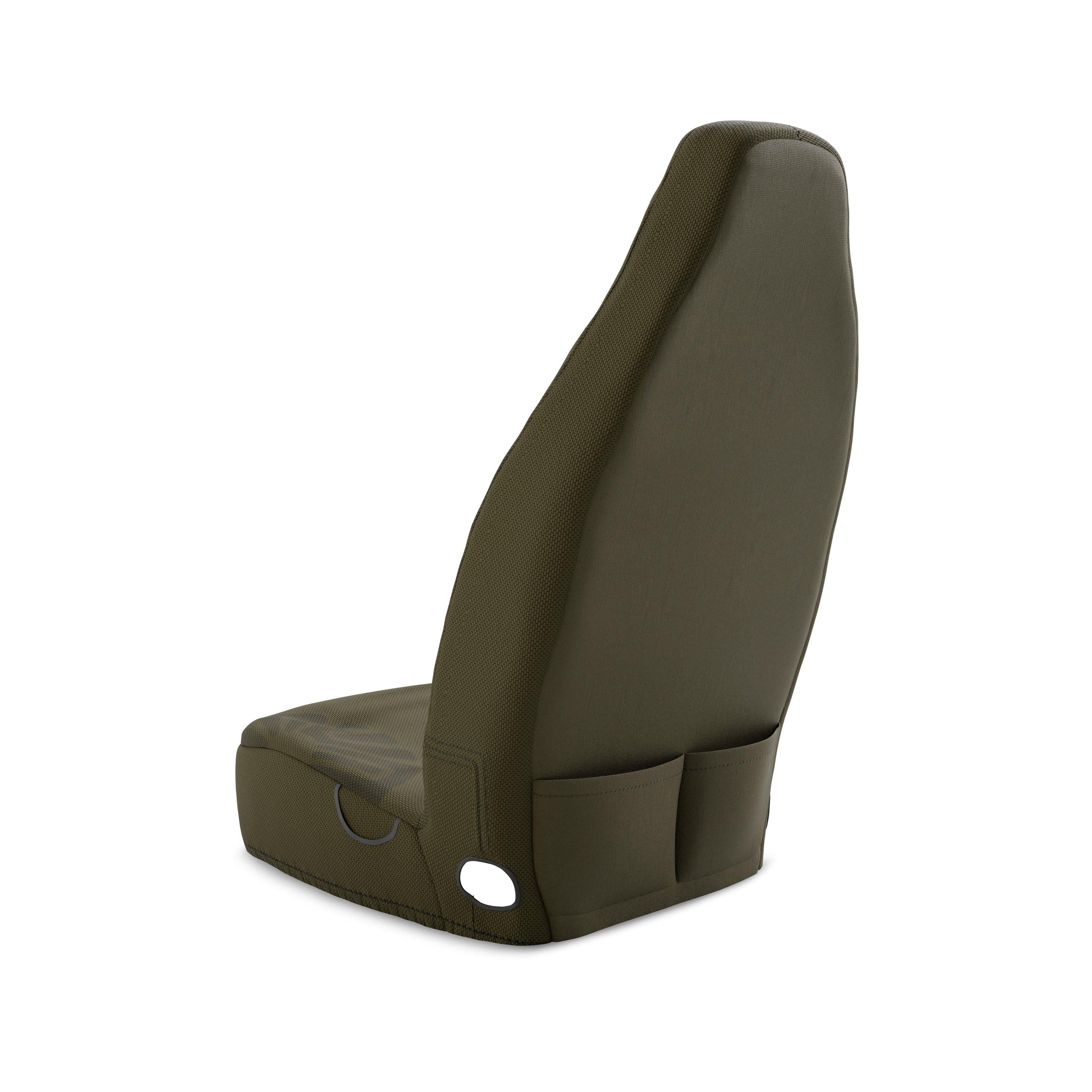 Solara Dune universal seat cover - olive green installed in van interior