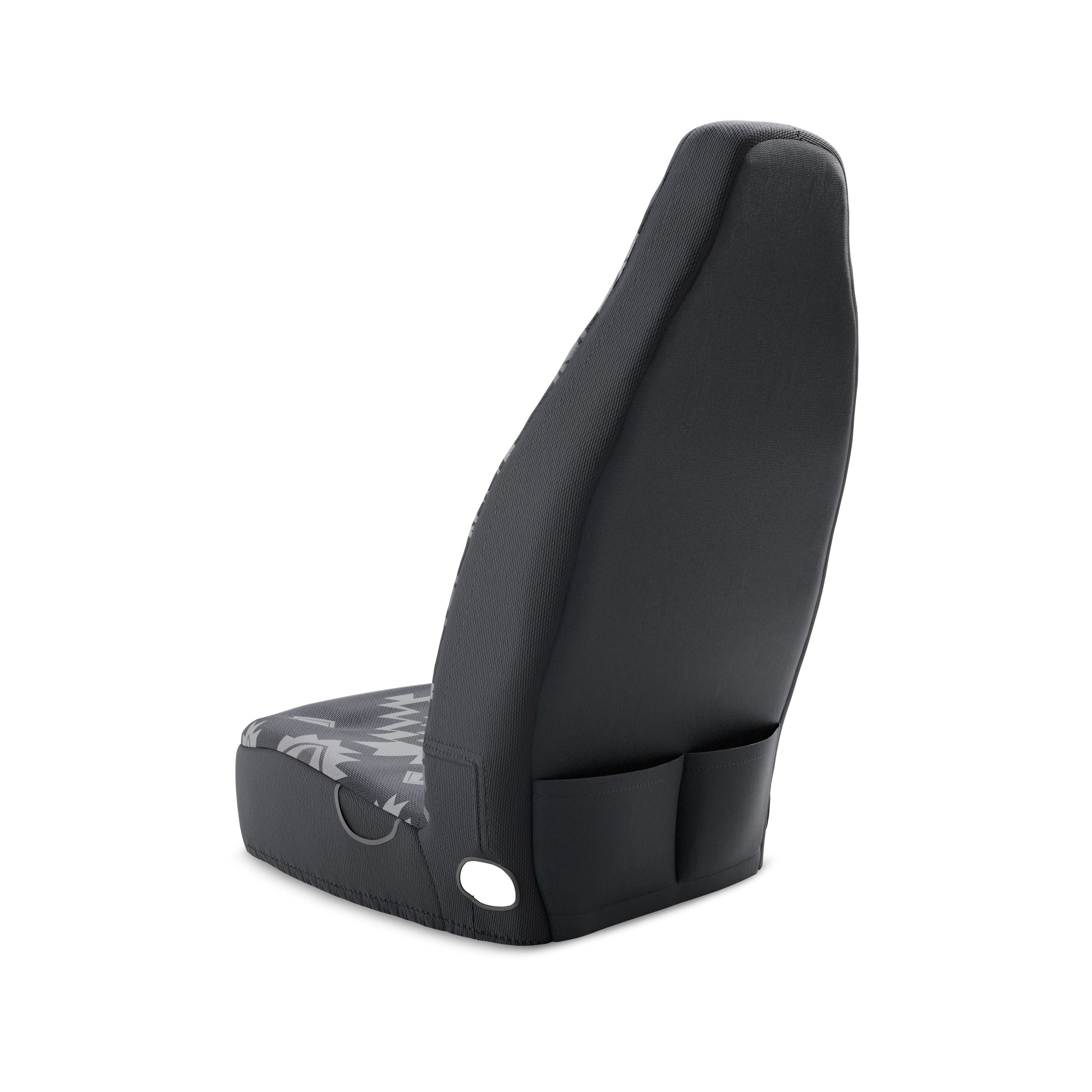 Solara Karma Aztec universal seat cover - black & grey geometric installed in van interior