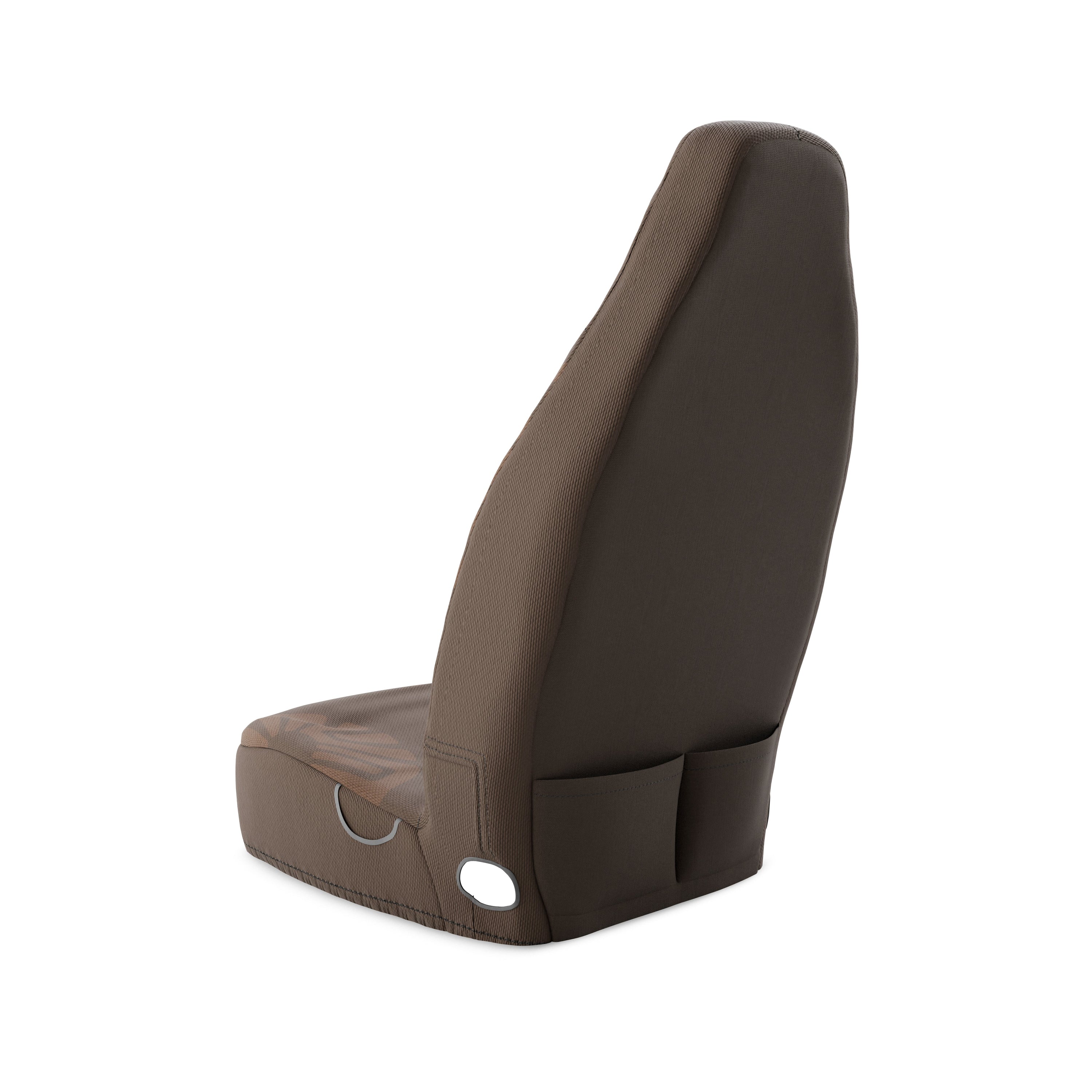 Solara Clay universal seat cover - dark brown installed in van interior