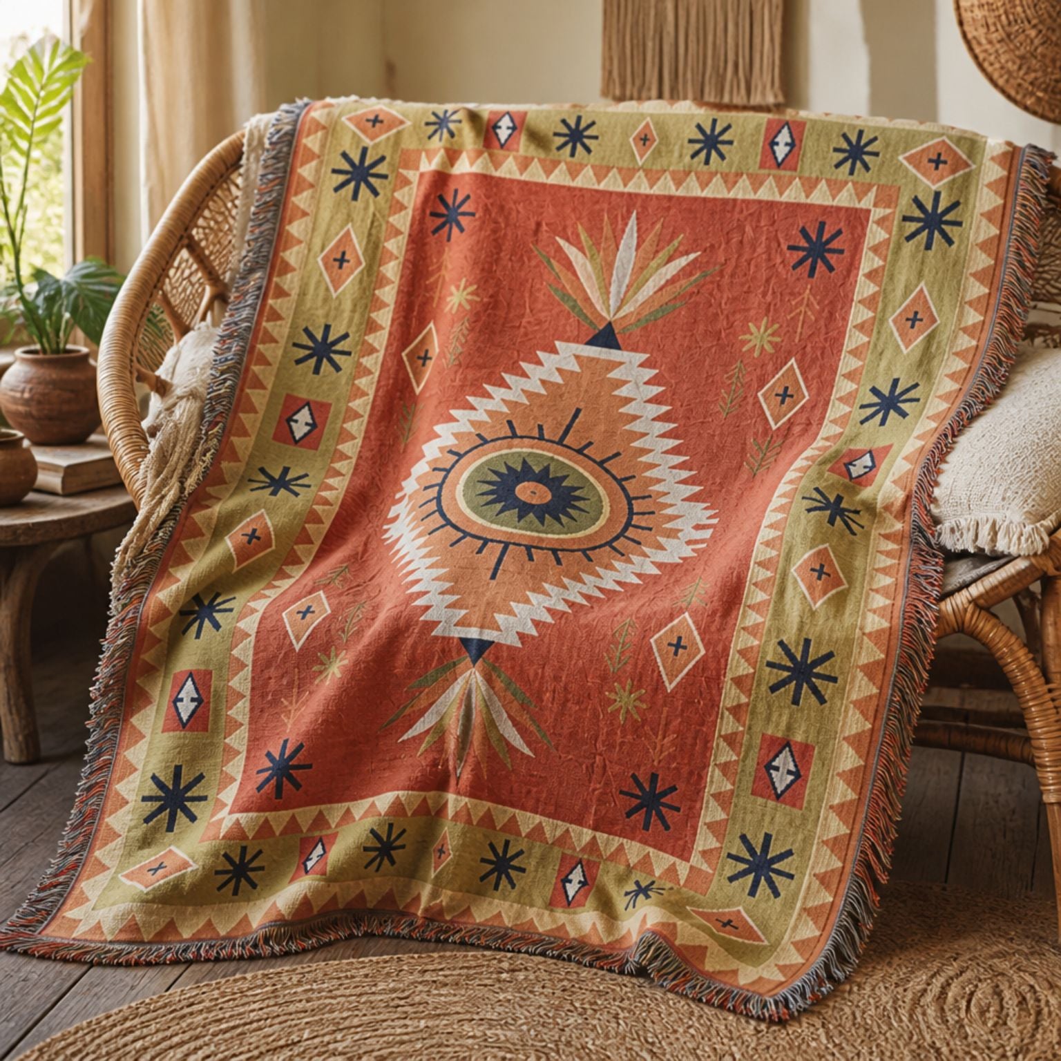 Yucca jacquard woven throw rug — woven texture close-up | Solara Covers