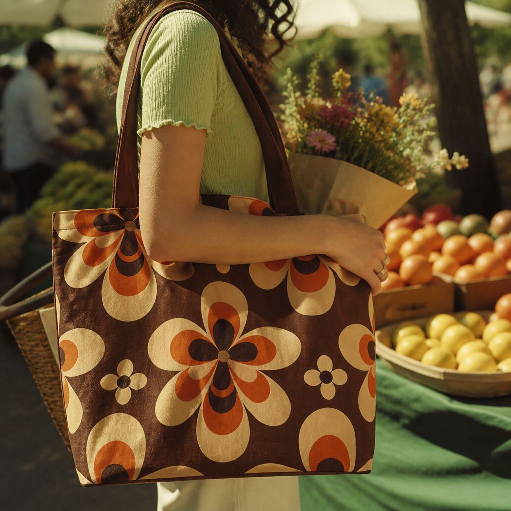 Sedona Solara tote bag, alternate angle, desert bloom stripes