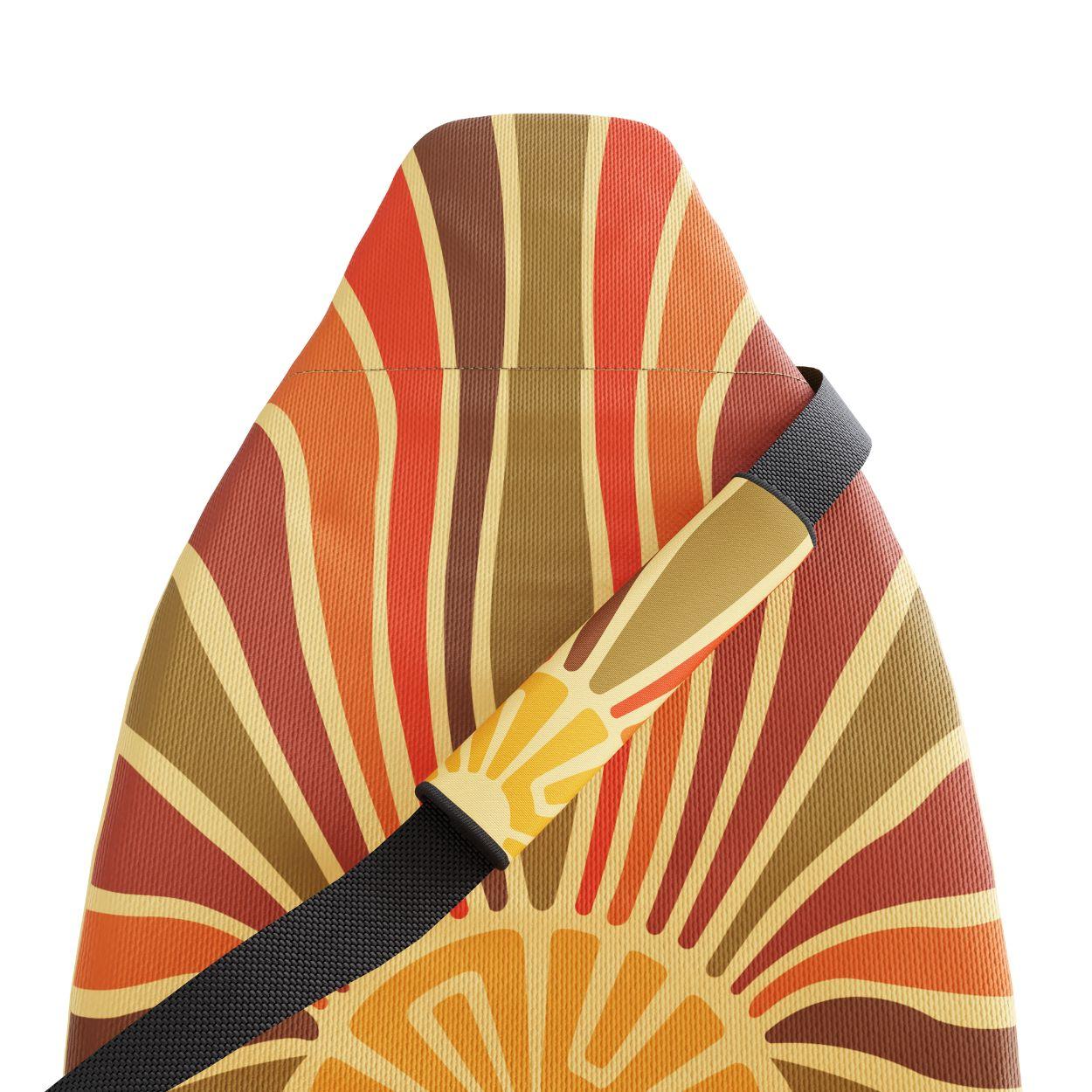 Halo seat belt covers pair installed in van — sunrise red Aztec padded sleeves | Solara Covers