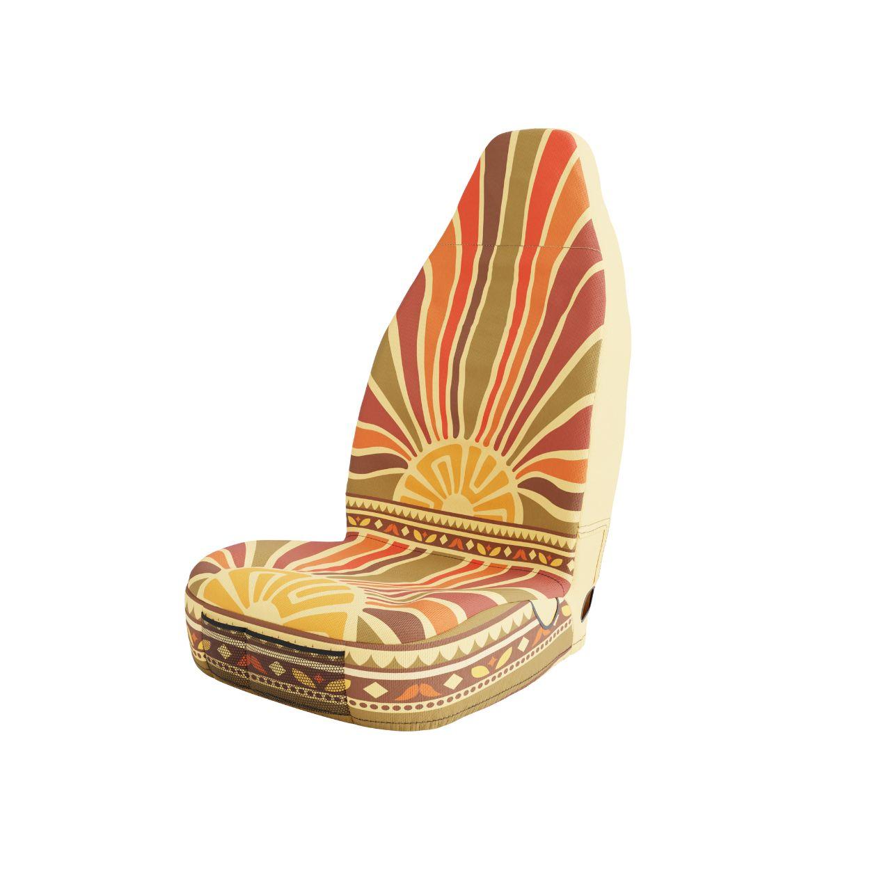 Halo single seat cover by Solara Covers for vans, campers and SUVs — waterproof sunrise Aztec design