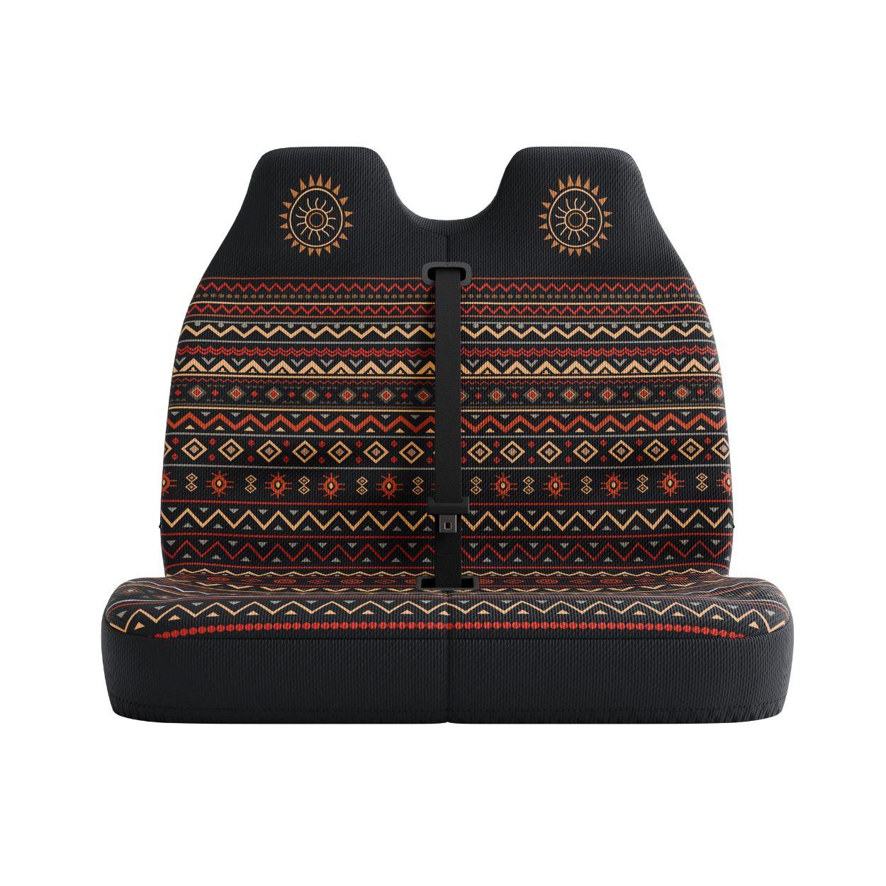 Luna double front seat cover by Solara Covers for van bench seats and campers — waterproof black and multicolor design