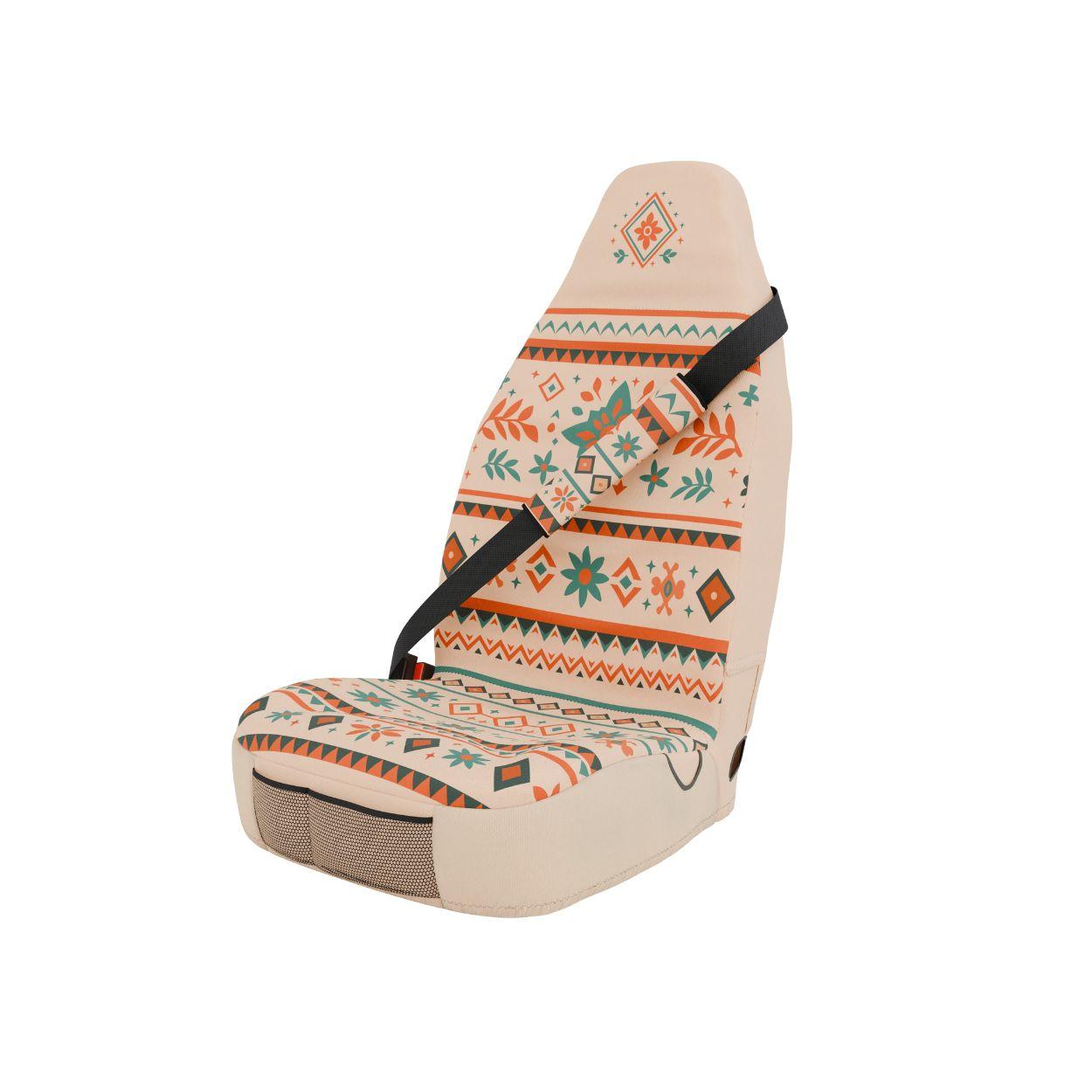Sierra padded seat belt covers (pair) by Solara Covers — cream, red and teal Southwest, machine washable
