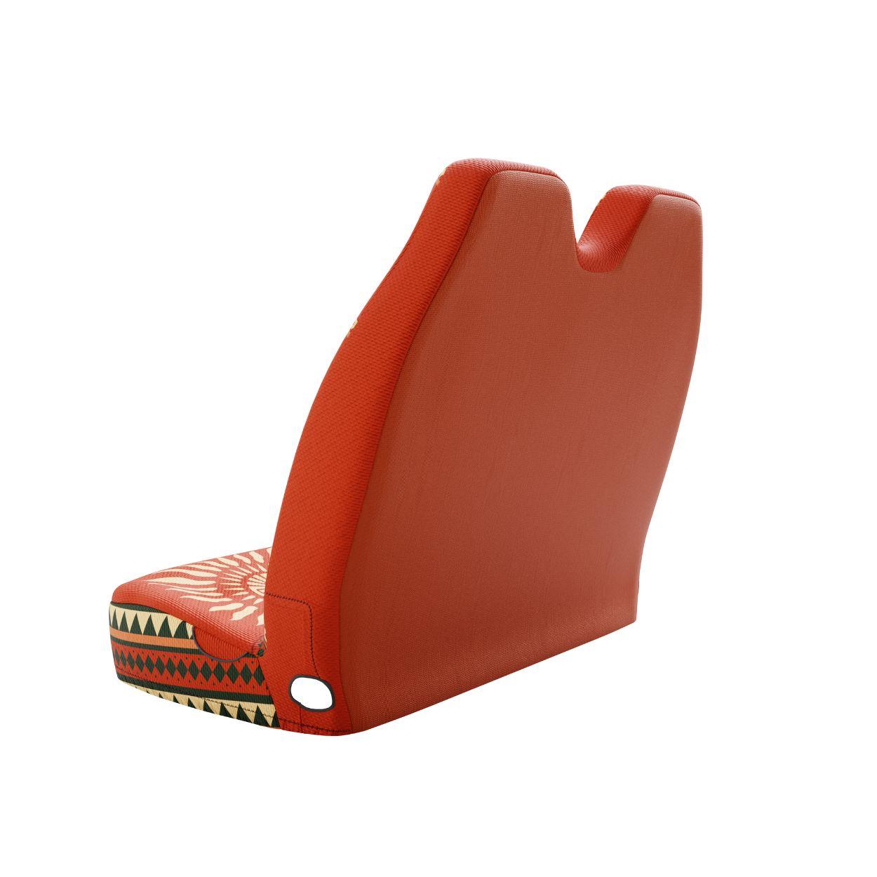 Sol Aztec double front cover styled in van interior — orange and red bench seat protection | Solara Covers