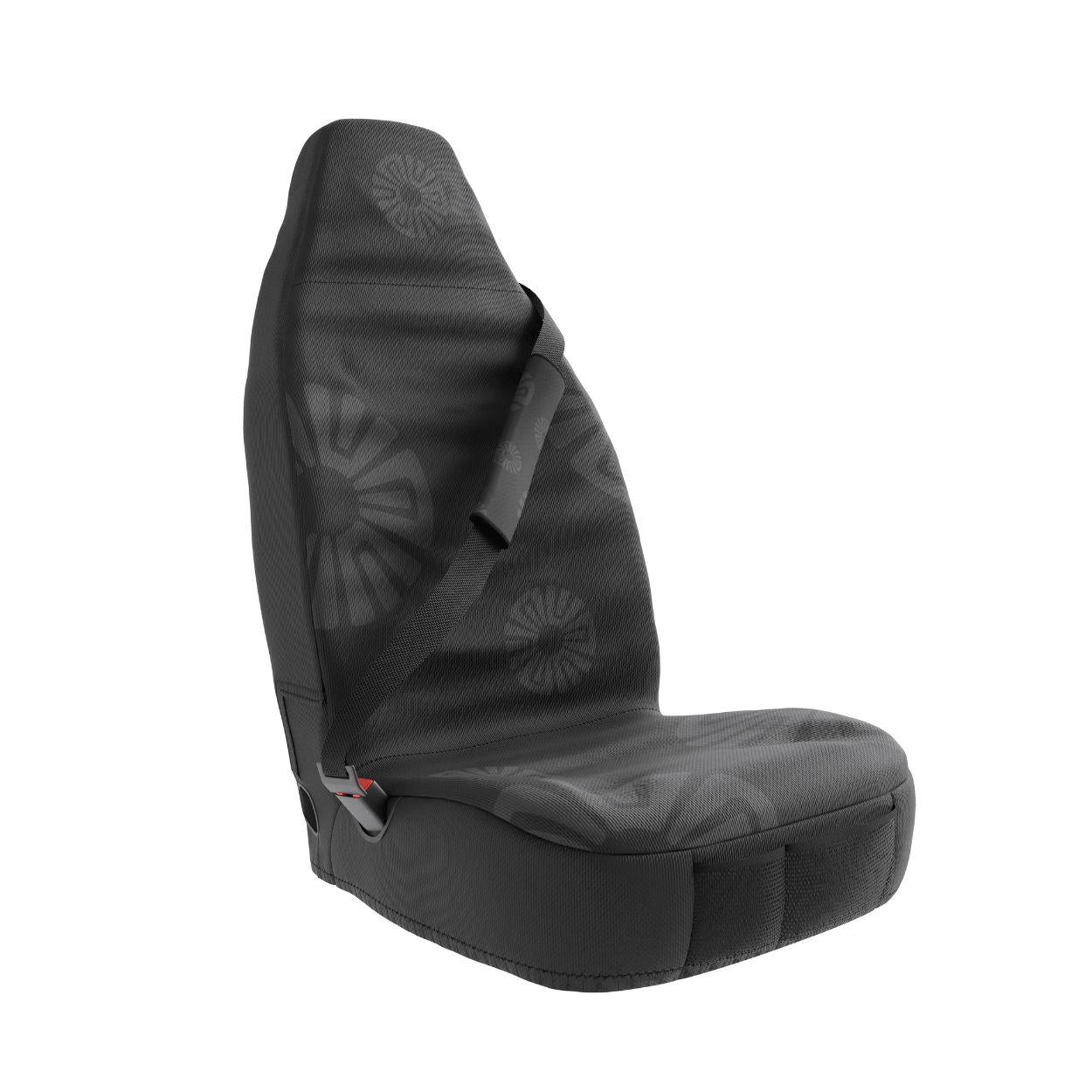 Stone Grey padded seat belt covers by Solara Covers for cars, vans and SUVs — waterproof charcoal grey design