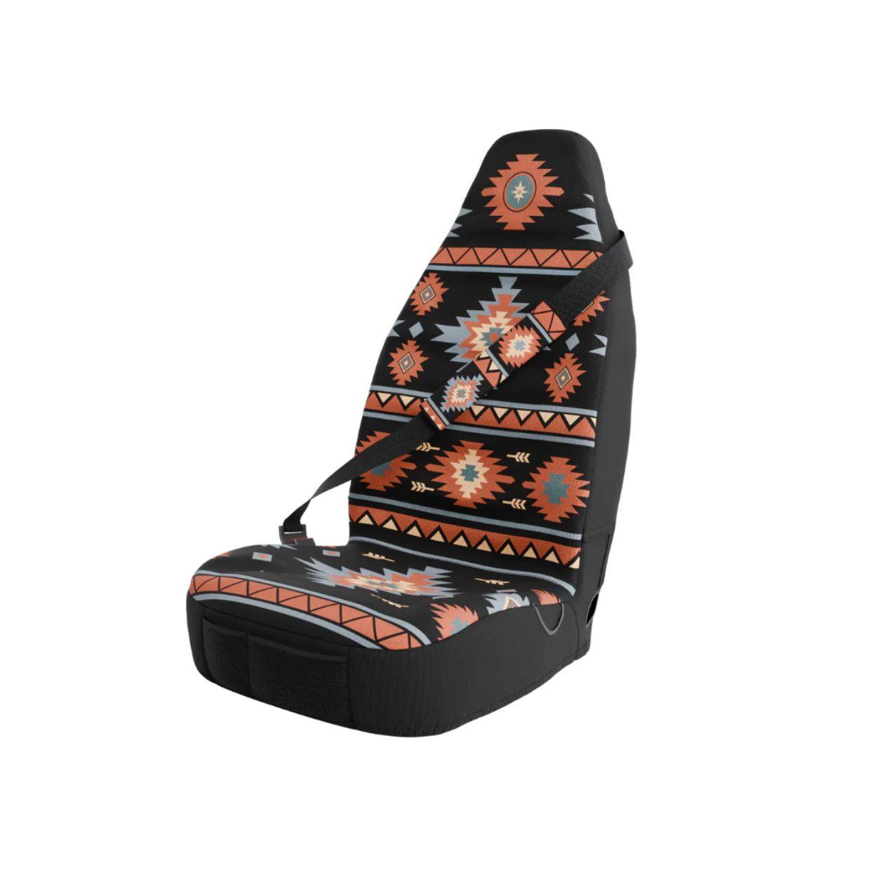 Zara padded seat belt covers (pair) by Solara Covers — black, red and orange, machine washable