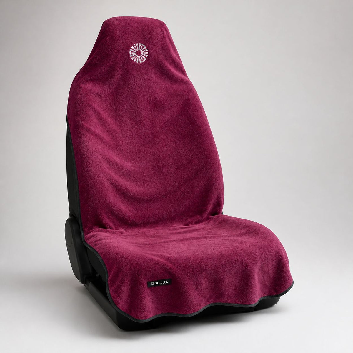 Rosa pink car seat towel by Solara covering the full seat, thick towel pile