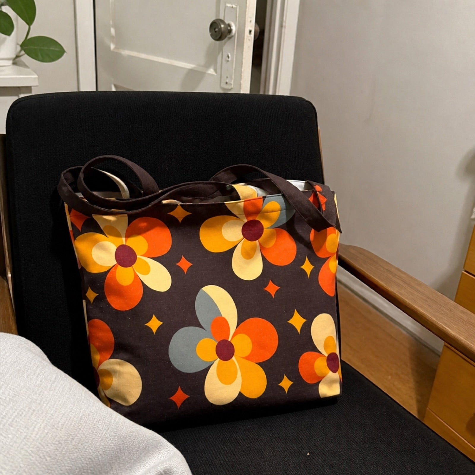 Boho tote bag packed for a day at the beach
