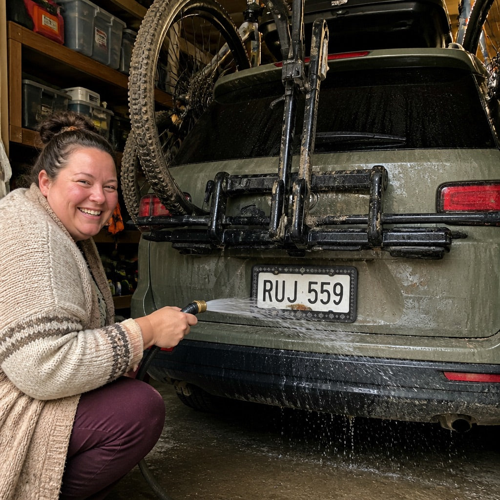 License plate frame shown up close on a car