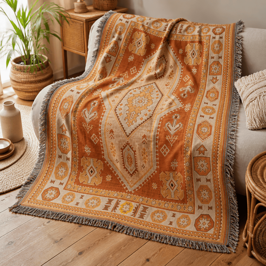 Kasbah jacquard woven throw rug — woven texture close-up | Solara Covers