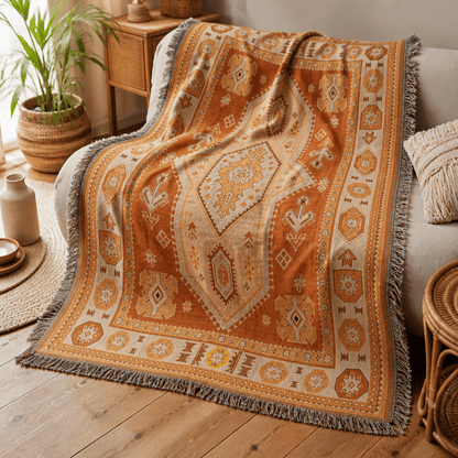 Kasbah jacquard woven throw rug — woven texture close-up | Solara Covers