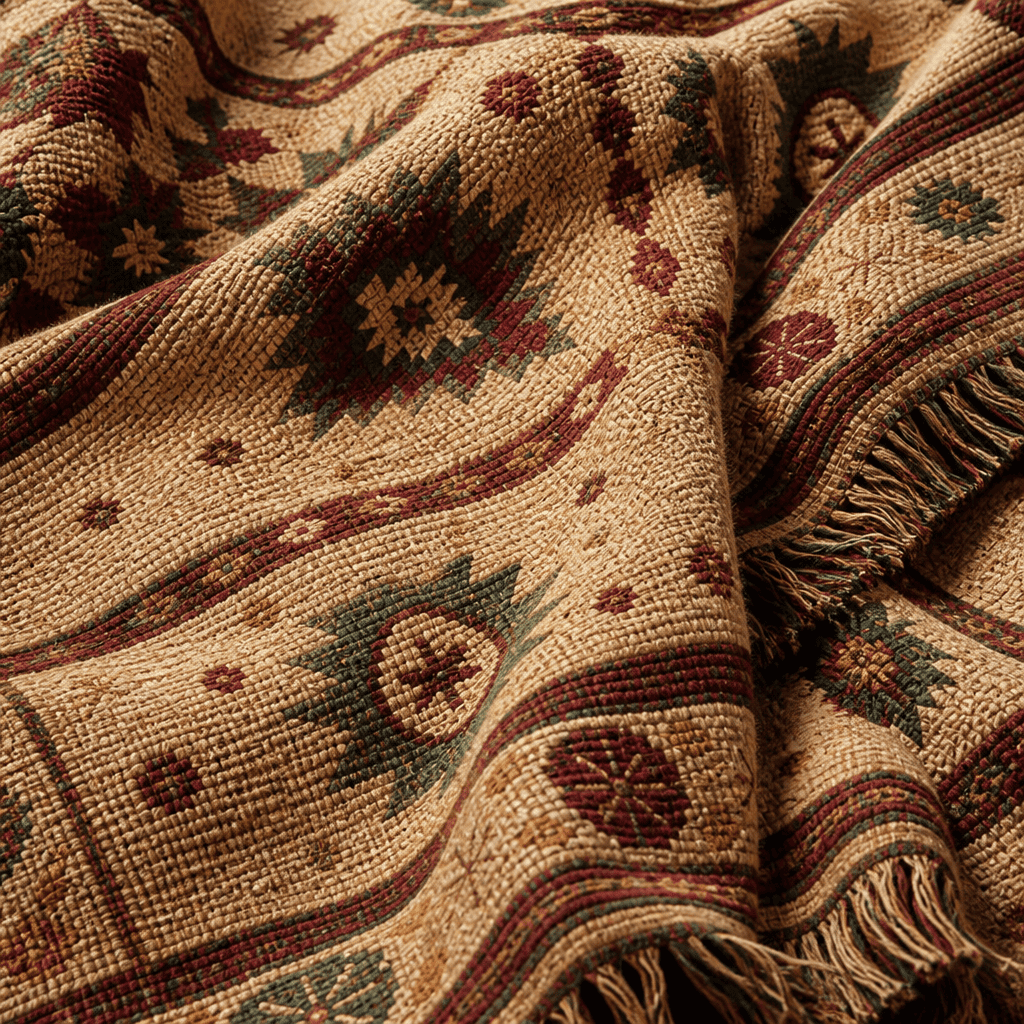 Indigo jacquard woven throw rug — Berber kilim print, folded view | Solara Covers