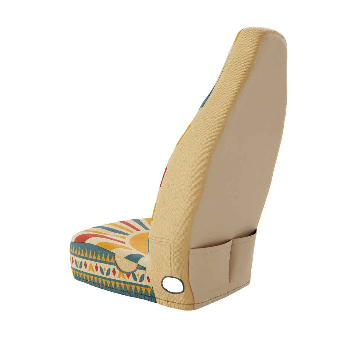 Solara Aurora universal seat cover — rising sun print, back view