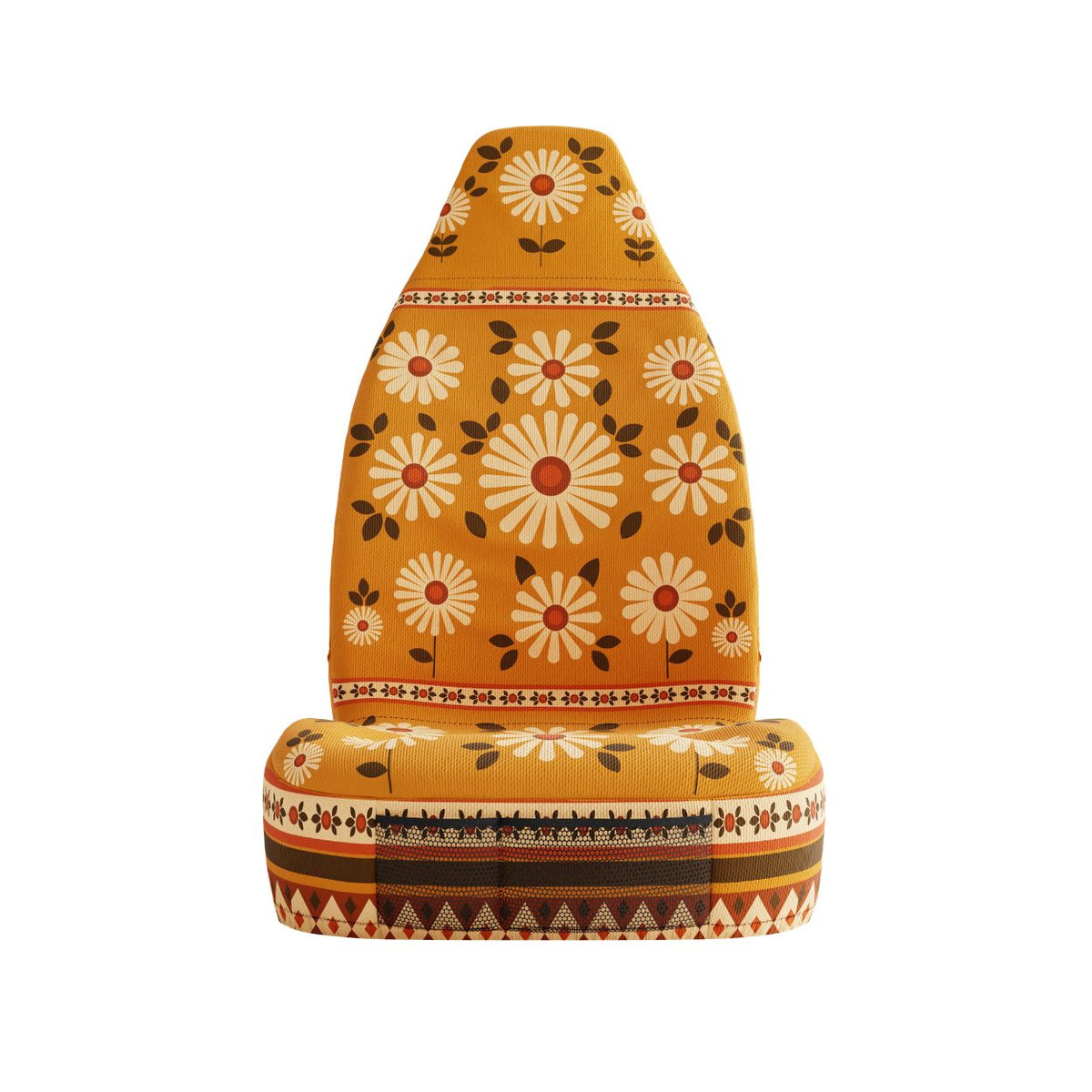 Solara Daisy universal seat cover — retro daisy pattern detail