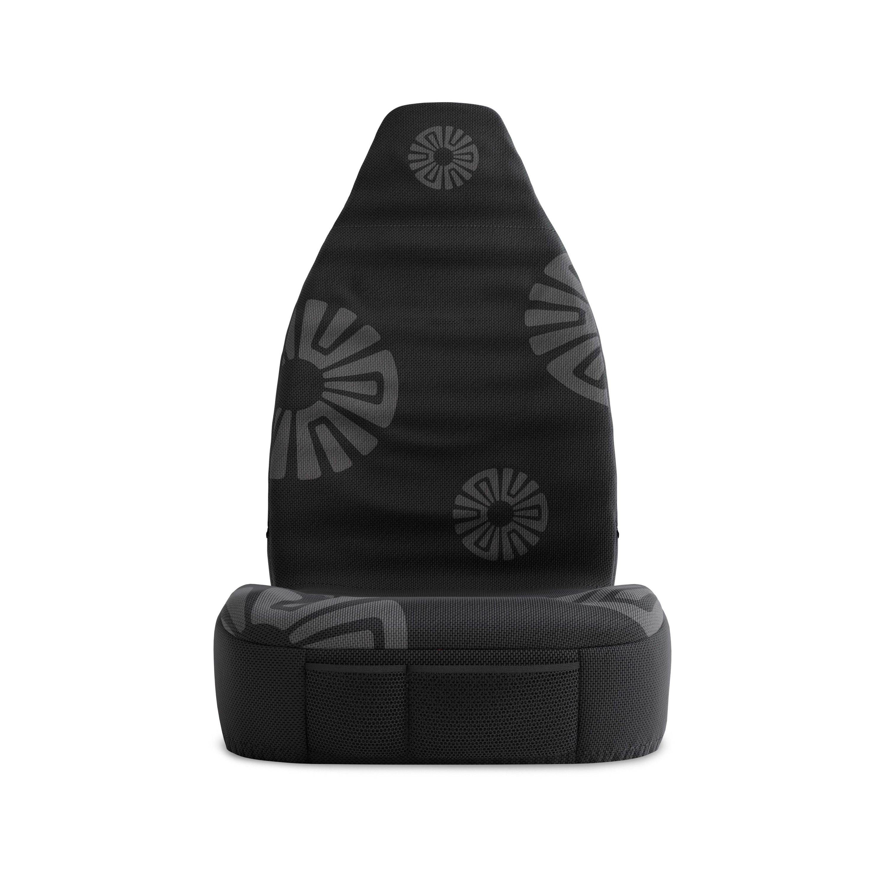 Solara Ash Black universal seat cover - solid black detail shot