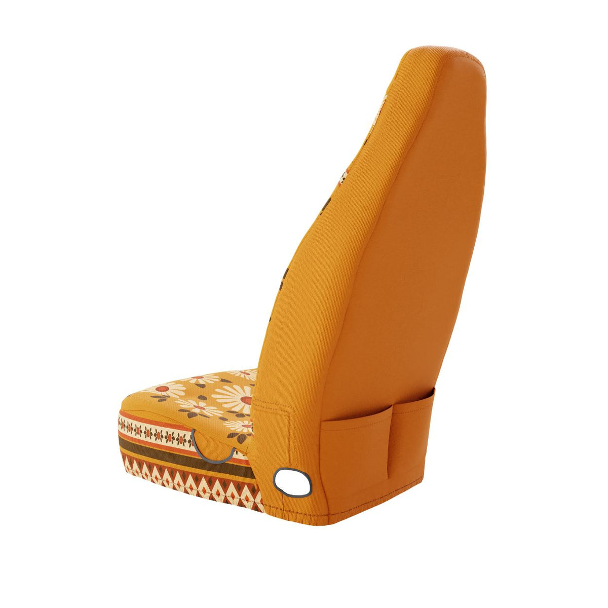 Solara Daisy universal seat cover — cream retro daisies, back view