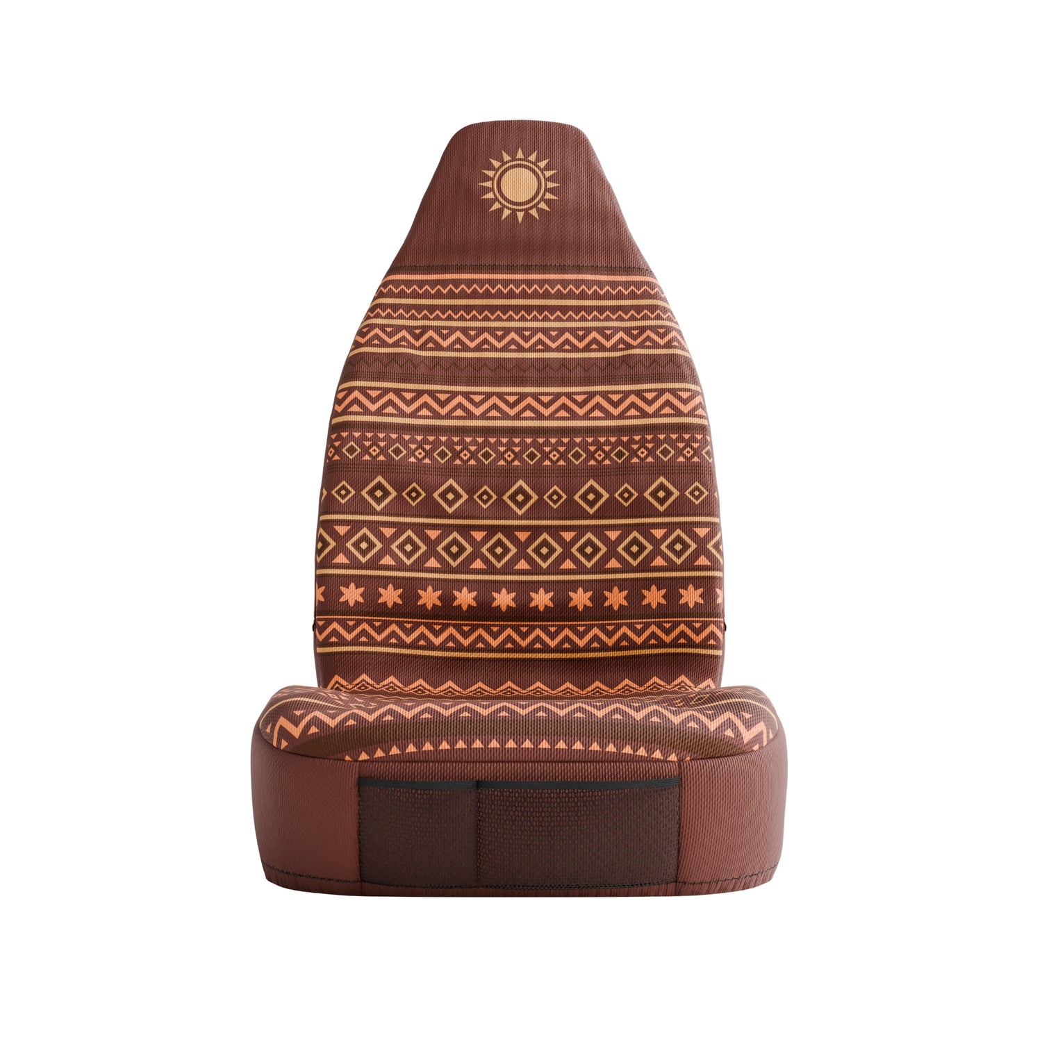 Solara Savana Aztec universal seat cover - brown &amp; rust pattern detail