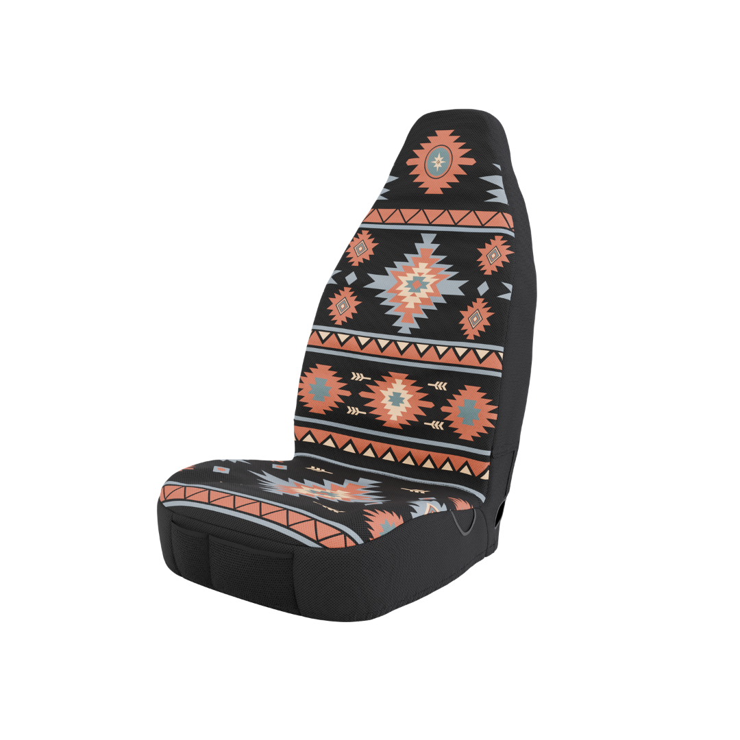 Solara Zara Aztec universal seat cover - black &amp; orange side view