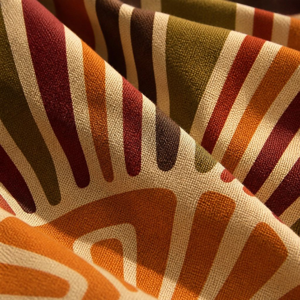 Halo cotton-canvas tote bag detail — sunrise sunburst design