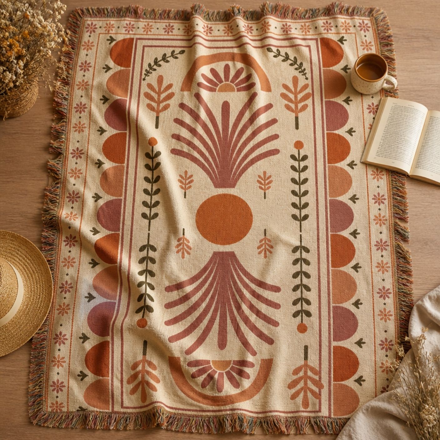 Palmyra jacquard woven throw rug — woven texture close-up | Solara Covers