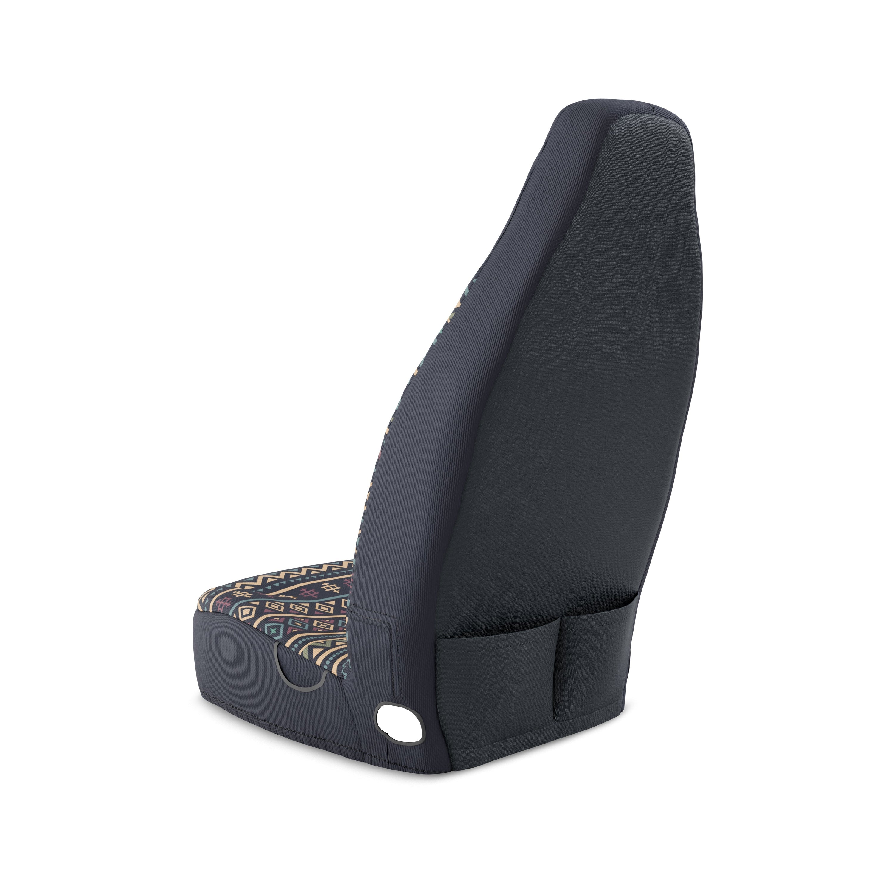 Solara Lima Aztec universal seat cover - navy &amp; orange installed in van interior