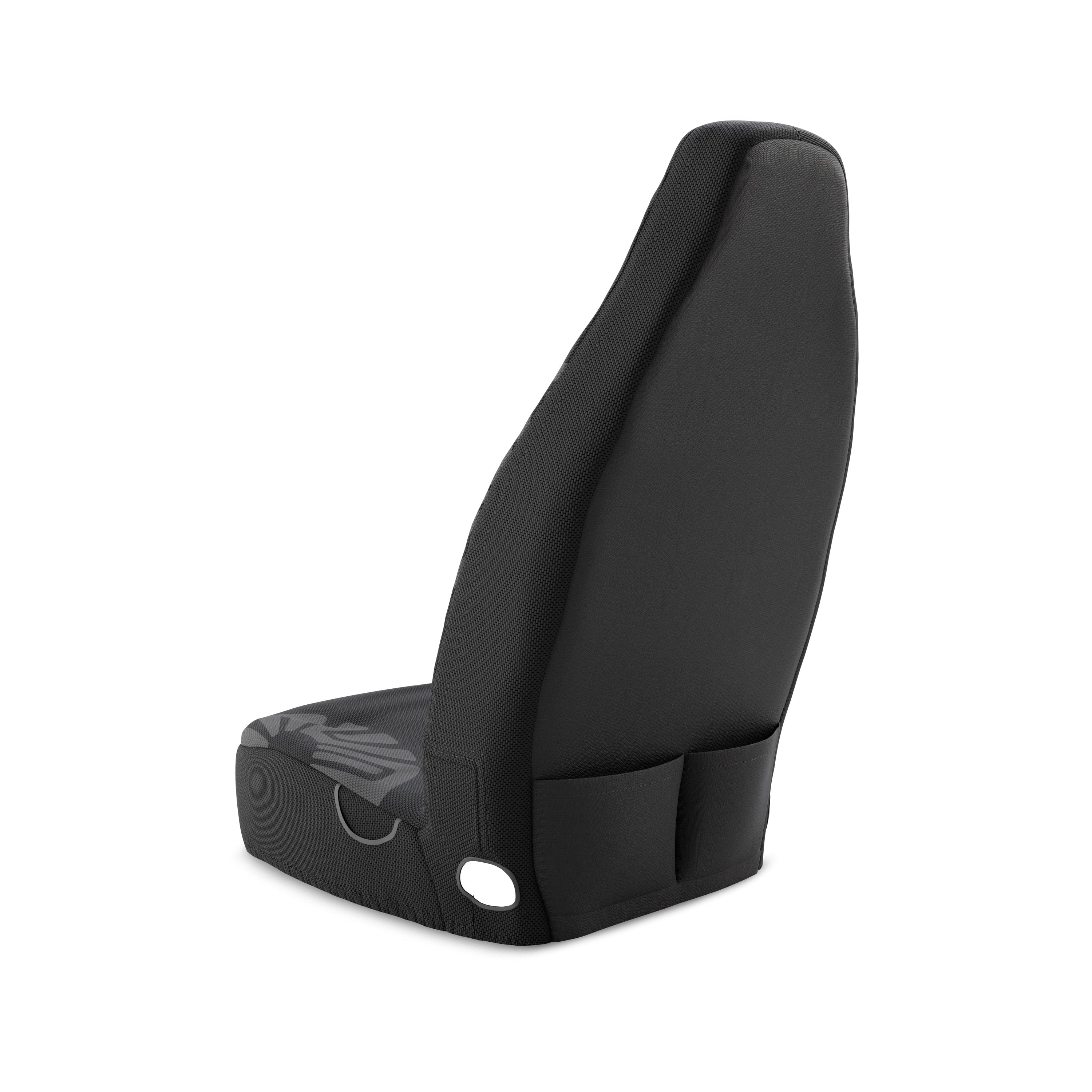 Solara Ash Black universal seat cover - solid black installed in van interior