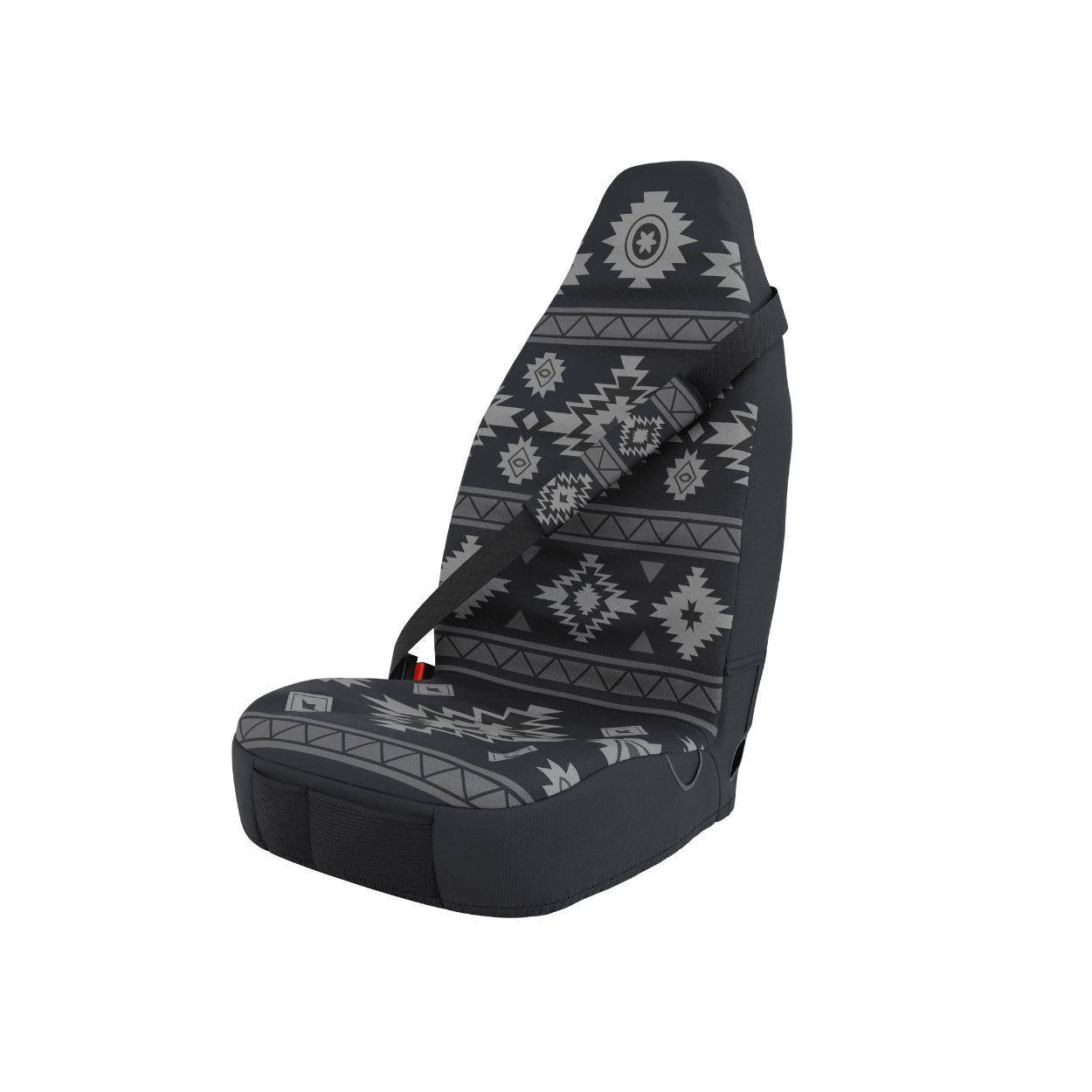 Karma padded seat belt covers (pair) by Solara Covers — black and grey monochrome, machine washable