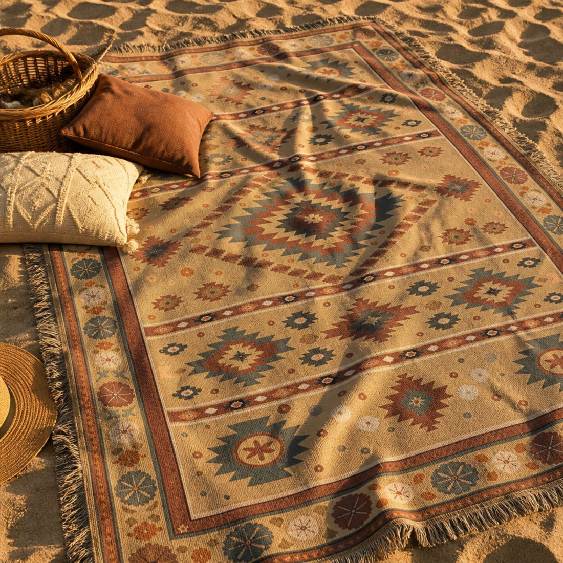 Indigo - Jacquard Woven Throw Rug