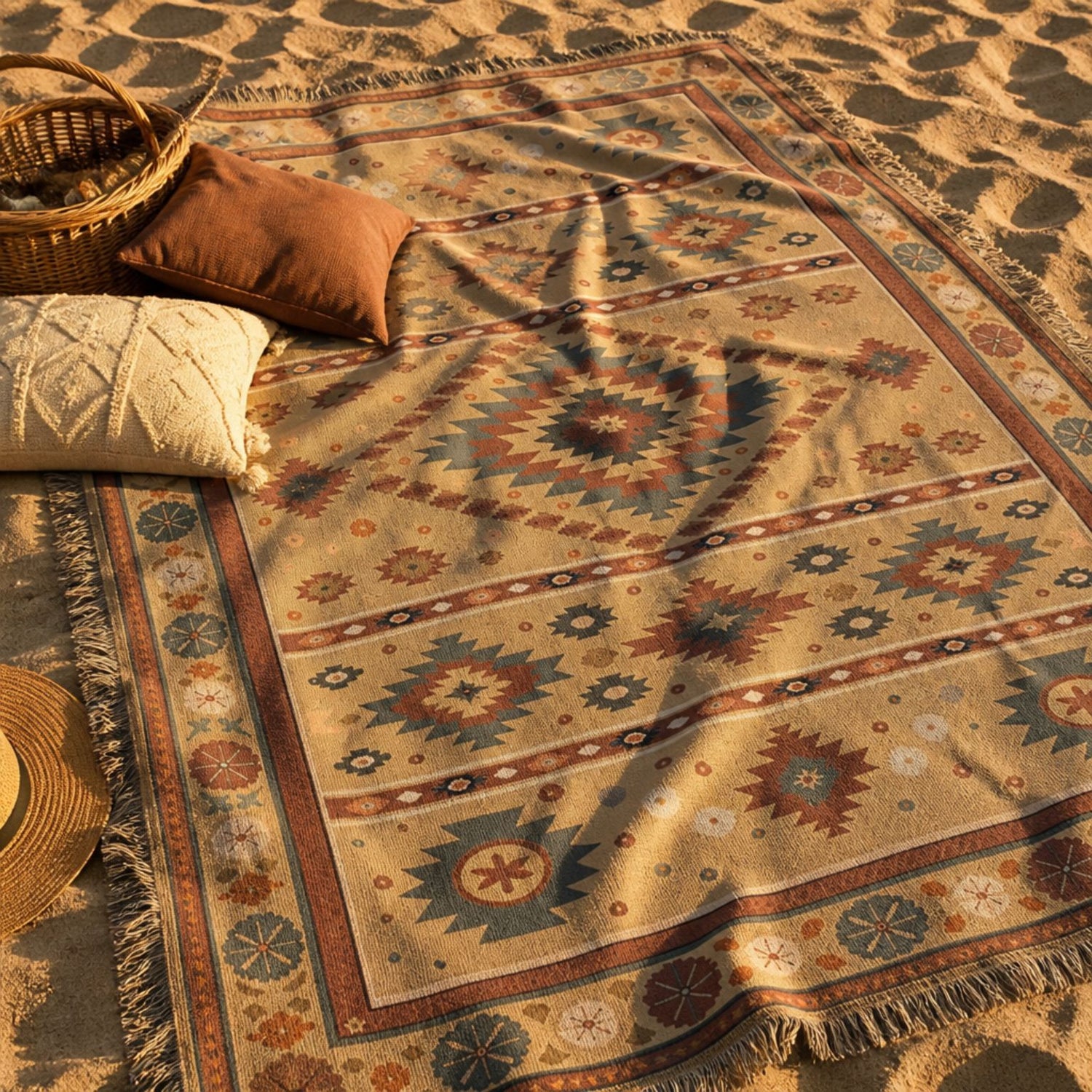 Indigo - Jacquard Woven Throw Rug