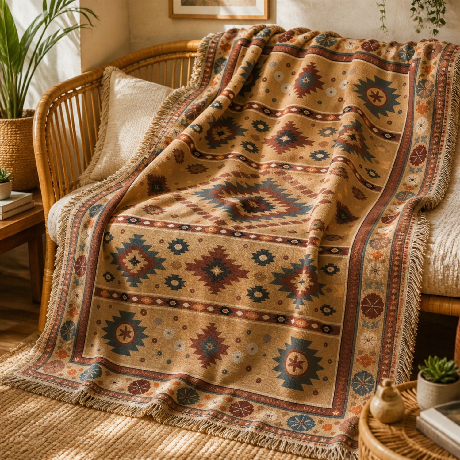 Indigo - Jacquard Woven Throw Rug