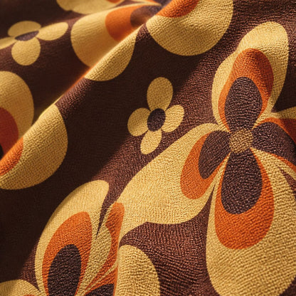 Sedona Aztec tote bag detail, starburst flower print on caramel canvas