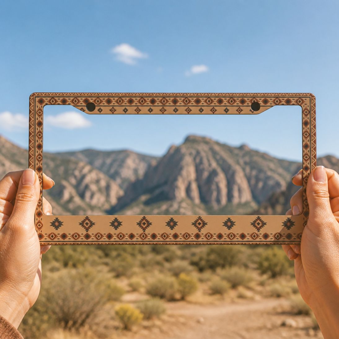 Indigo license plate frames — coastal frame on vehicle, USA &amp; Canada plates | Solara