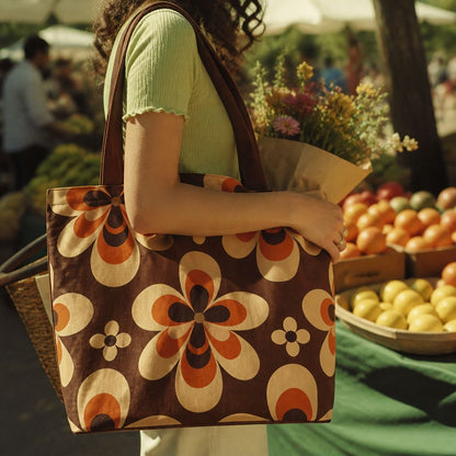 Sedona Solara tote bag, alternate angle, desert bloom stripes