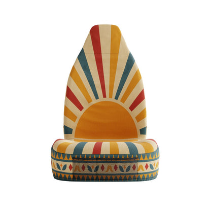 Solara Aurora universal seat cover — rising sun pattern detail