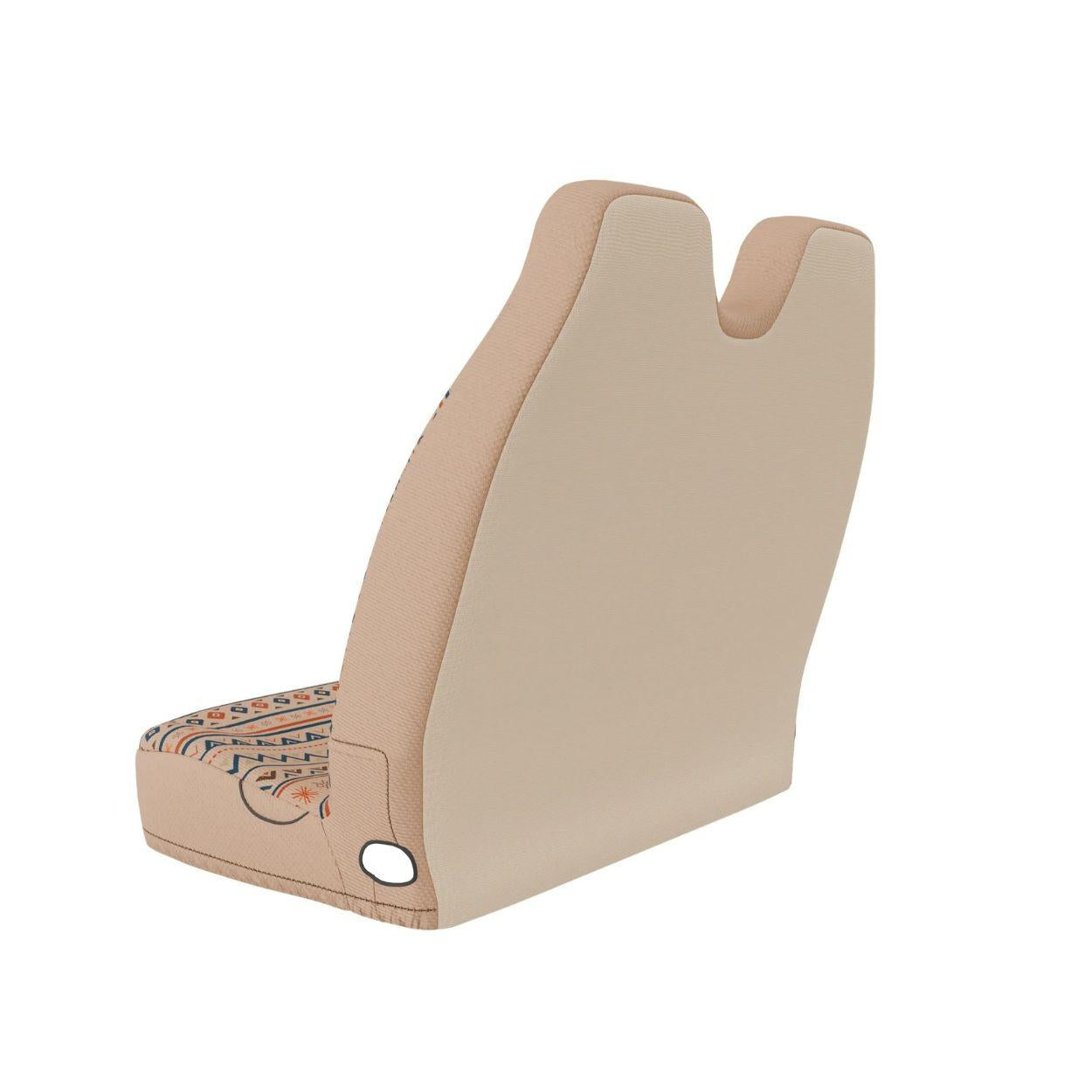 Aria double front bench seat cover side view — cream and terracotta Aztec print by Solara Covers