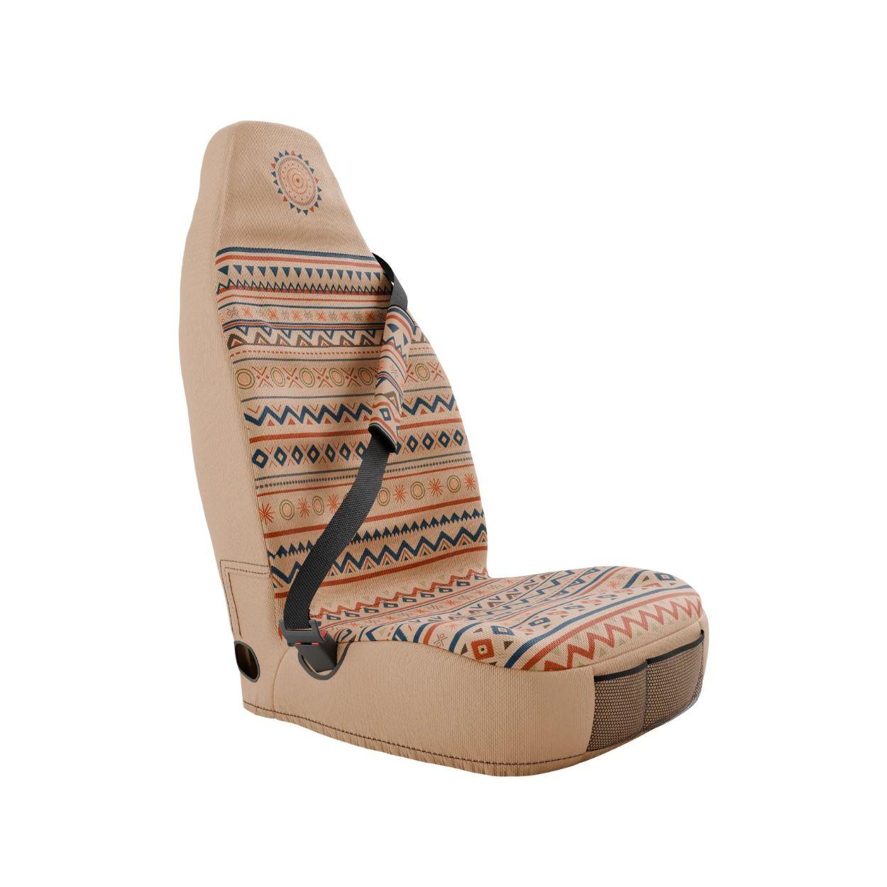 Aria padded seat belt covers by Solara Covers for cars, vans and SUVs — waterproof cream and terracotta design