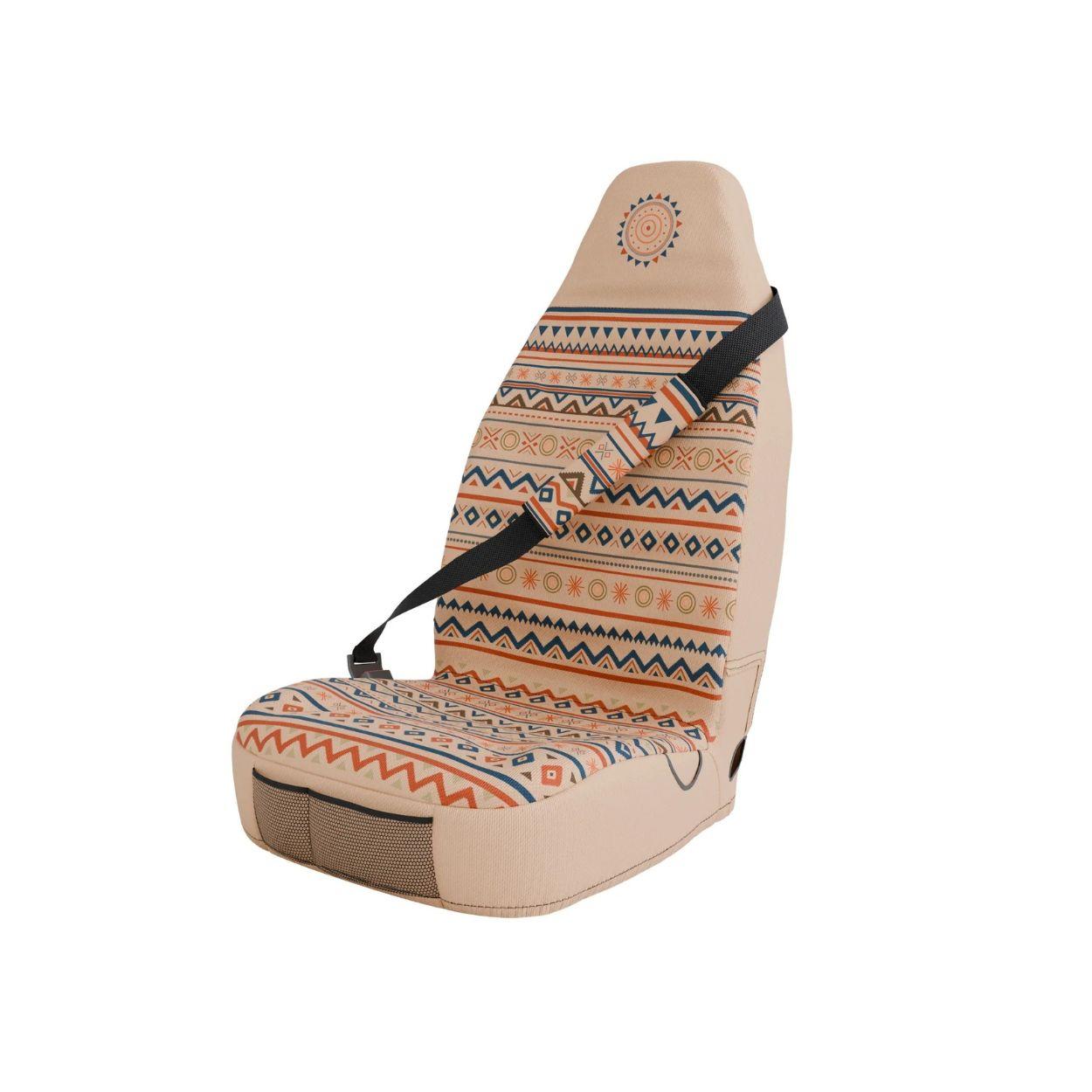 Aria padded seat belt covers (pair) by Solara Covers — cream and terracotta, machine washable