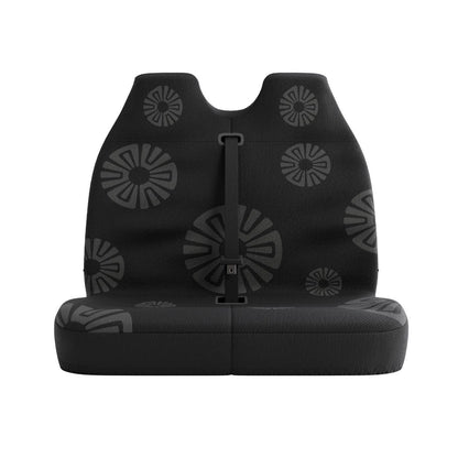Ash Black double front seat cover by Solara Covers for van bench seats and campers — waterproof solid black design