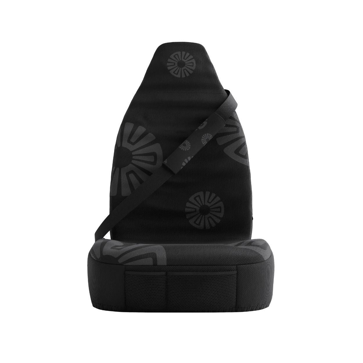 Ash Black seat belt sleeves styled in vehicle interior — solid black padded comfort | Solara Covers