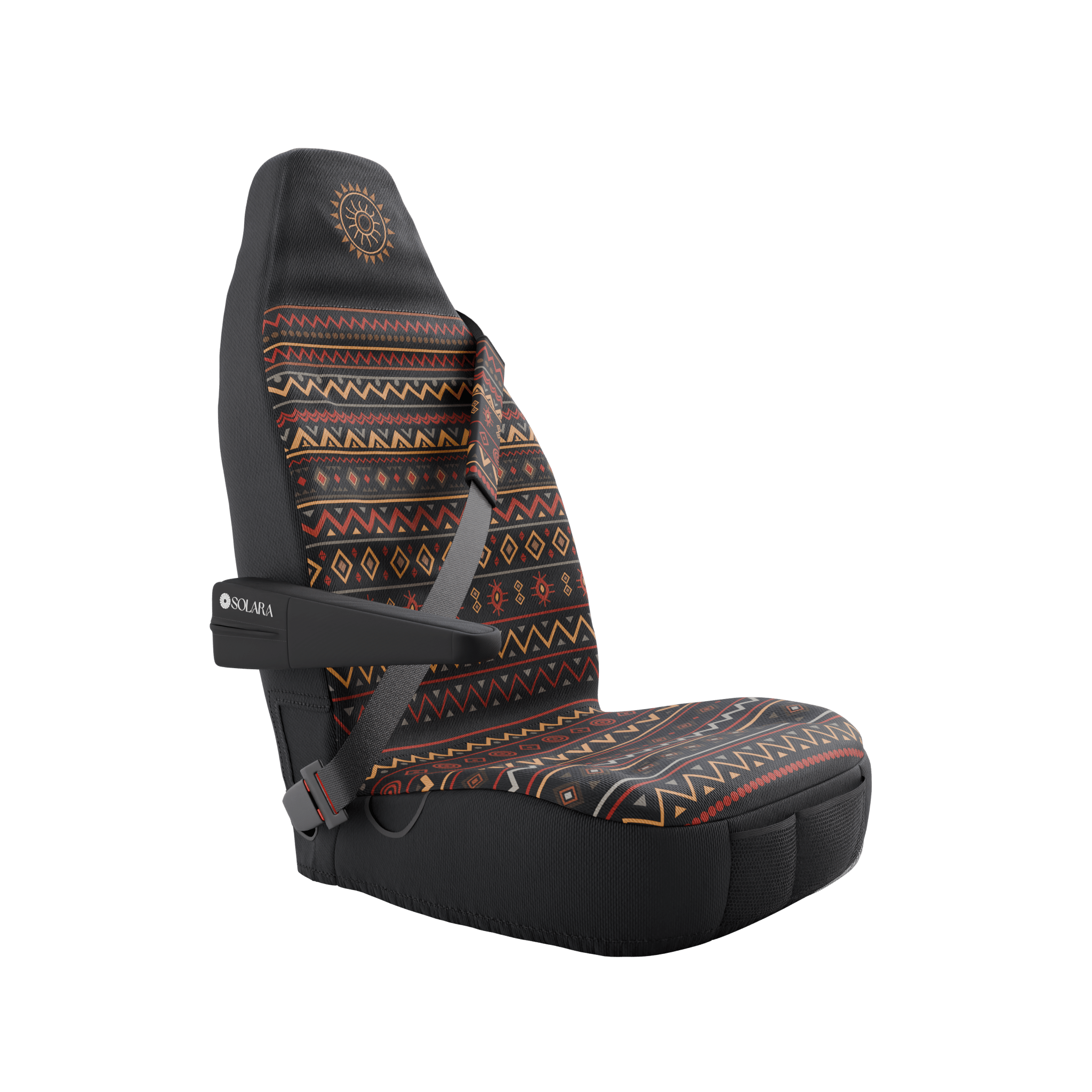 Solara Midnight armrest cover - solid black side view