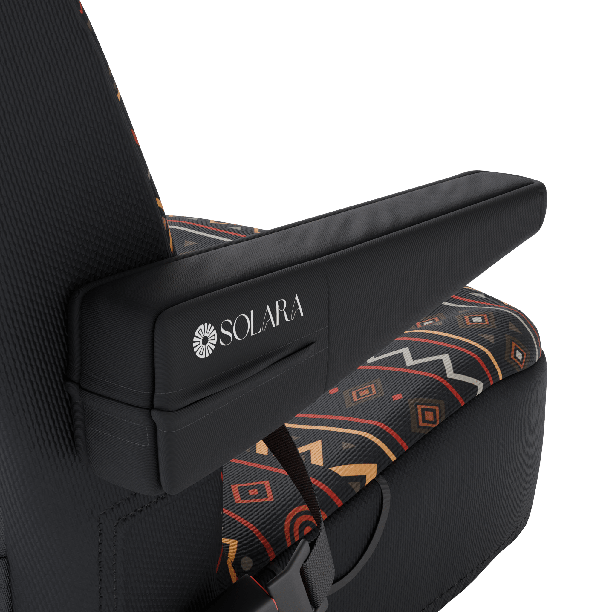 Solara Midnight armrest cover - solid black detail shot