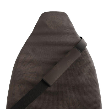 Clay seat belt covers pair installed in van — earthy brown padded sleeves | Solara Covers